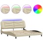 vidaXL Bettgestell mit LED Creme 180x200 cm Stoff vidaXL Bettgestell mit LED Creme 180x200 cm Stoff