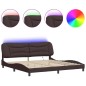 vidaXL Bettgestell mit LED Dunkelbraun 200x200 cm Stoff vidaXL Bettgestell mit LED Dunkelbraun 200x200 cm Stoff