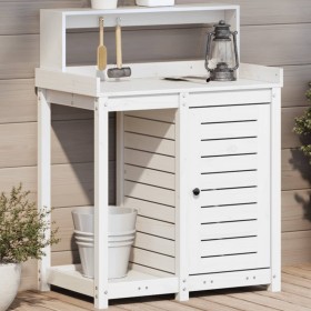 vidaXL Pflanztisch mit Ablagen Weiß 82,5x50x109,5 cm Massivholz Kiefer