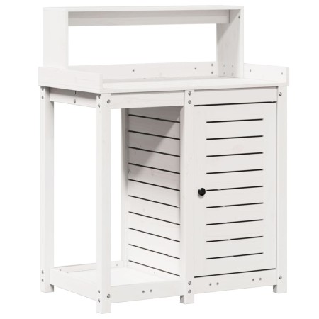 vidaXL Pflanztisch mit Ablagen Weiß 82,5x50x109,5 cm Massivholz Kiefer