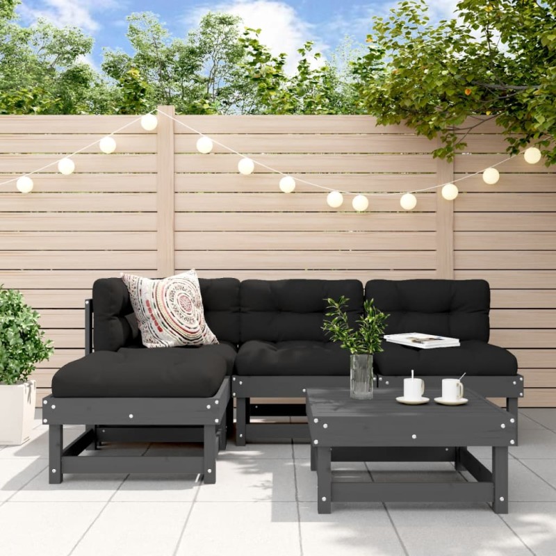 vidaXL 5-tlg. Garten-Lounge-Set Grau Massivholz Kiefer vidaXL 5-tlg. Garten-Lounge-Set Grau Massivholz Kiefer