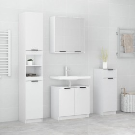 vidaXL 4-tlg. Badmöbel-Set Hochglanz-Weiß Holzwerkstoff