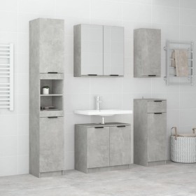 vidaXL 5-tlg. Badmöbel-Set Betongrau Holzwerkstoff