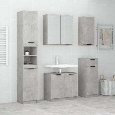 vidaXL 5-tlg. Badmöbel-Set Betongrau Holzwerkstoff