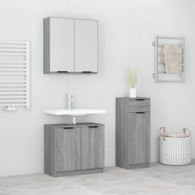 vidaXL 3-tlg. Badmöbel-Set Grau Sonoma Holzwerkstoff
