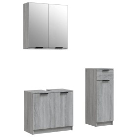 vidaXL 3-tlg. Badmöbel-Set Grau Sonoma Holzwerkstoff