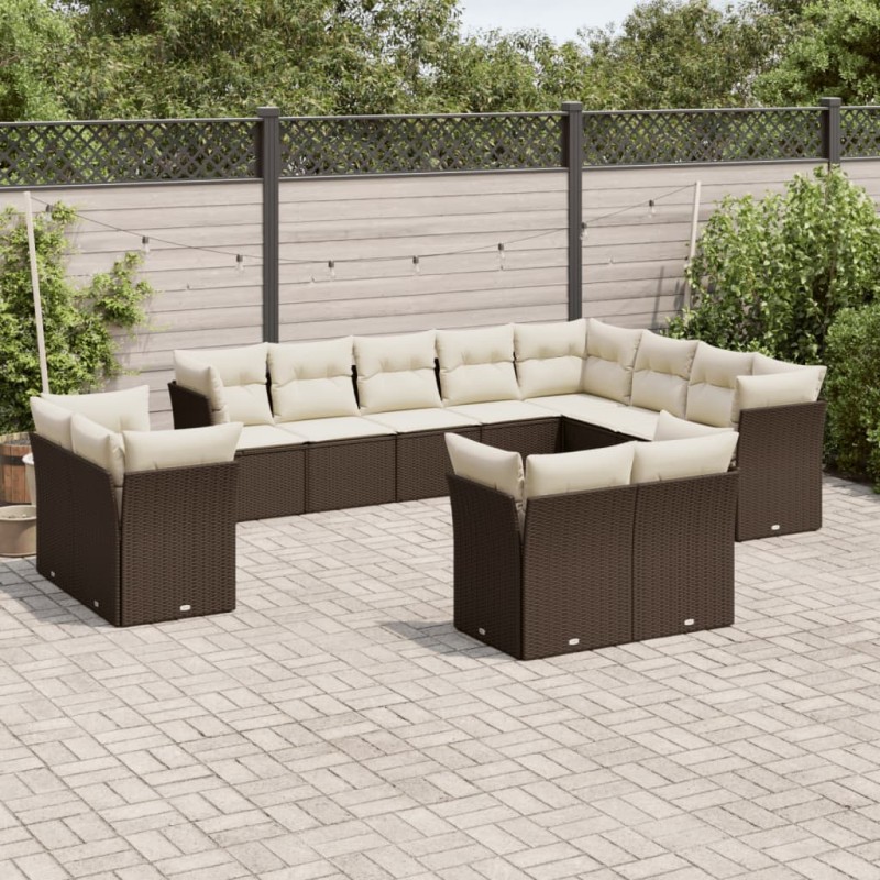 vidaXL 12-tlg. Garten-Sofagarnitur mit Kissen Braun Poly Rattan vidaXL 12-tlg. Garten-Sofagarnitur mit Kissen Braun Poly Rattan