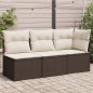 vidaXL Gartensofa mit Kissen 3-Sitzer Braun Poly Rattan vidaXL Gartensofa mit Kissen 3-Sitzer Braun Poly Rattan