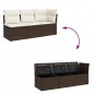 vidaXL Gartensofa mit Kissen 3-Sitzer Braun Poly Rattan vidaXL Gartensofa mit Kissen 3-Sitzer Braun Poly Rattan