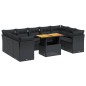 vidaXL 10-tlg. Garten-Sofagarnitur mit Kissen Schwarz Poly Rattan vidaXL 10-tlg. Garten-Sofagarnitur mit Kissen Schwarz Poly Rattan