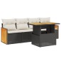 vidaXL 5-tlg. Garten-Sofagarnitur mit Kissen Schwarz Poly Rattan vidaXL 5-tlg. Garten-Sofagarnitur mit Kissen Schwarz Poly Rattan