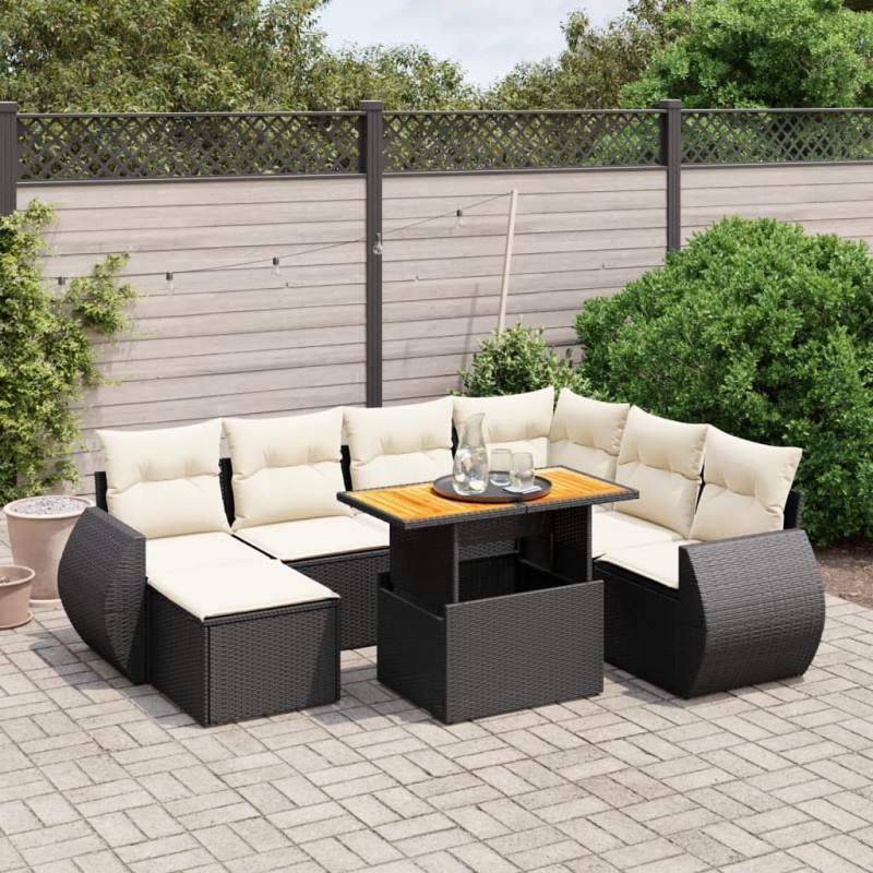 vidaXL 8-tlg. Garten-Sofagarnitur mit Kissen Schwarz Poly Rattan vidaXL 8-tlg. Garten-Sofagarnitur mit Kissen Schwarz Poly Rattan