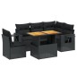 vidaXL 6-tlg. Garten-Sofagarnitur mit Kissen Schwarz Poly Rattan vidaXL 6-tlg. Garten-Sofagarnitur mit Kissen Schwarz Poly Rattan