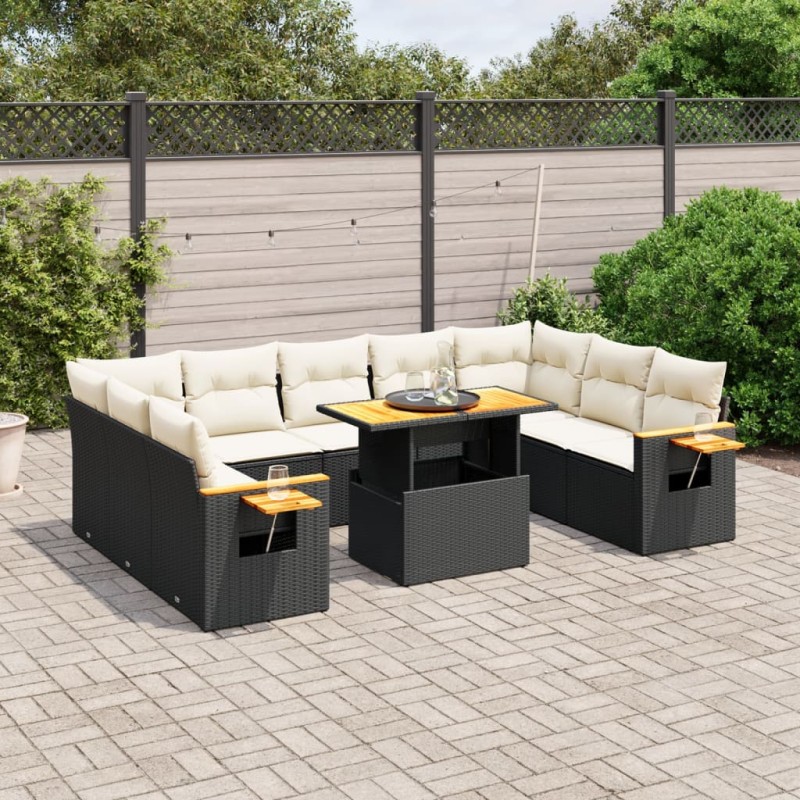 vidaXL 11-tlg. Garten-Sofagarnitur mit Kissen Schwarz Poly Rattan vidaXL 11-tlg. Garten-Sofagarnitur mit Kissen Schwarz Poly Rattan