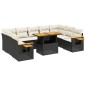 vidaXL 10-tlg. Garten-Sofagarnitur mit Kissen Schwarz Poly Rattan vidaXL 10-tlg. Garten-Sofagarnitur mit Kissen Schwarz Poly Rattan