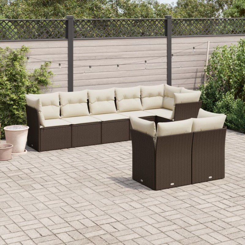 vidaXL 8-tlg. Garten-Sofagarnitur mit Kissen Braun Poly Rattan vidaXL 8-tlg. Garten-Sofagarnitur mit Kissen Braun Poly Rattan