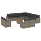 vidaXL 14-tlg. Garten-Sofagarnitur mit Kissen Grau Poly Rattan vidaXL 14-tlg. Garten-Sofagarnitur mit Kissen Grau Poly Rattan