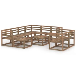 vidaXL 10-tlg. Garten-Lounge-Set Braun Imprägniertes Kiefernholz