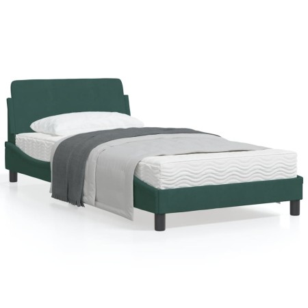 vidaXL Bettgestell mit Kopfteil Dunkelgrün 100x200 cm Samt