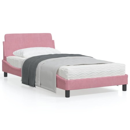 vidaXL Bettgestell mit Kopfteil Rosa 100x200 cm Samt