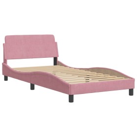 vidaXL Bettgestell mit Kopfteil Rosa 100x200 cm Samt