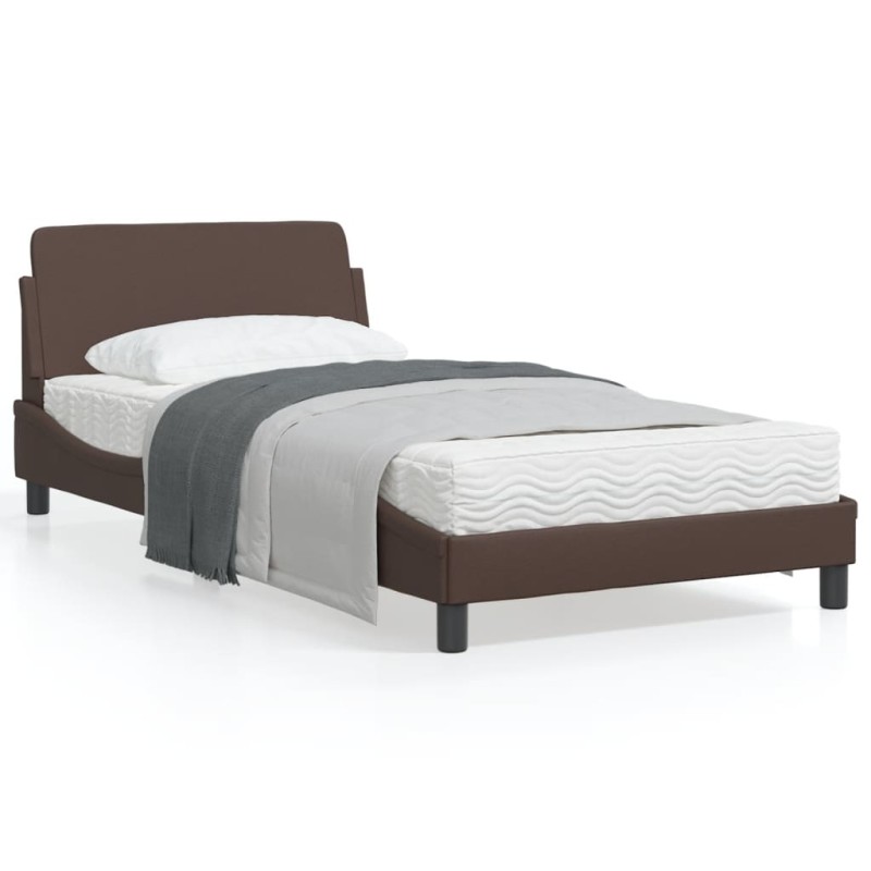 vidaXL Bettgestell mit Kopfteil Braun 100x200 cm Kunstleder vidaXL Bettgestell mit Kopfteil Braun 100x200 cm Kunstleder