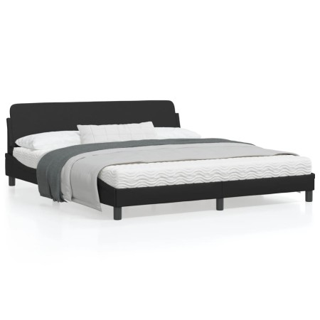 vidaXL Bettgestell mit Kopfteil Schwarz 180x200 cm Kunstleder