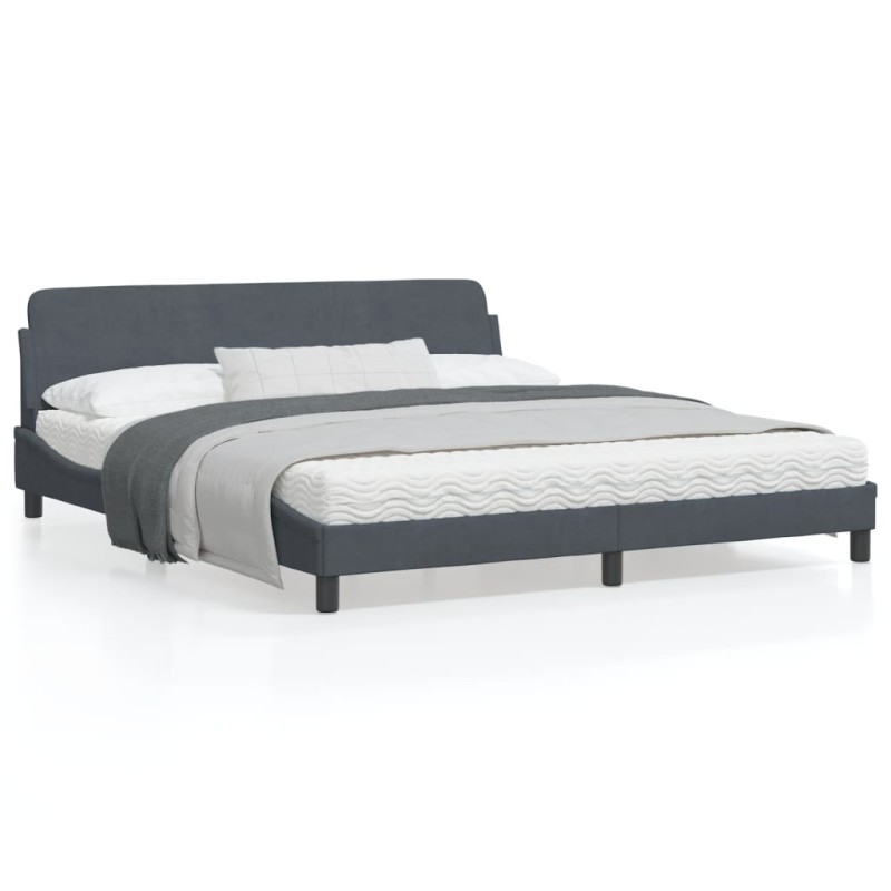 vidaXL Bettgestell mit Kopfteil Dunkelgrau 180x200 cm Samt vidaXL Bettgestell mit Kopfteil Dunkelgrau 180x200 cm Samt
