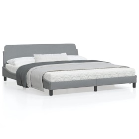 vidaXL Bettgestell mit Kopfteil Hellgrau 180x200 cm Stoff