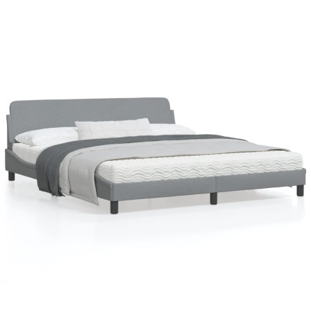 vidaXL Bettgestell mit Kopfteil Hellgrau 180x200 cm Stoff