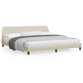 vidaXL Bettgestell mit Kopfteil Creme 200x200 cm Stoff