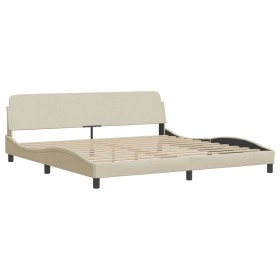 vidaXL Bettgestell mit Kopfteil Creme 200x200 cm Stoff