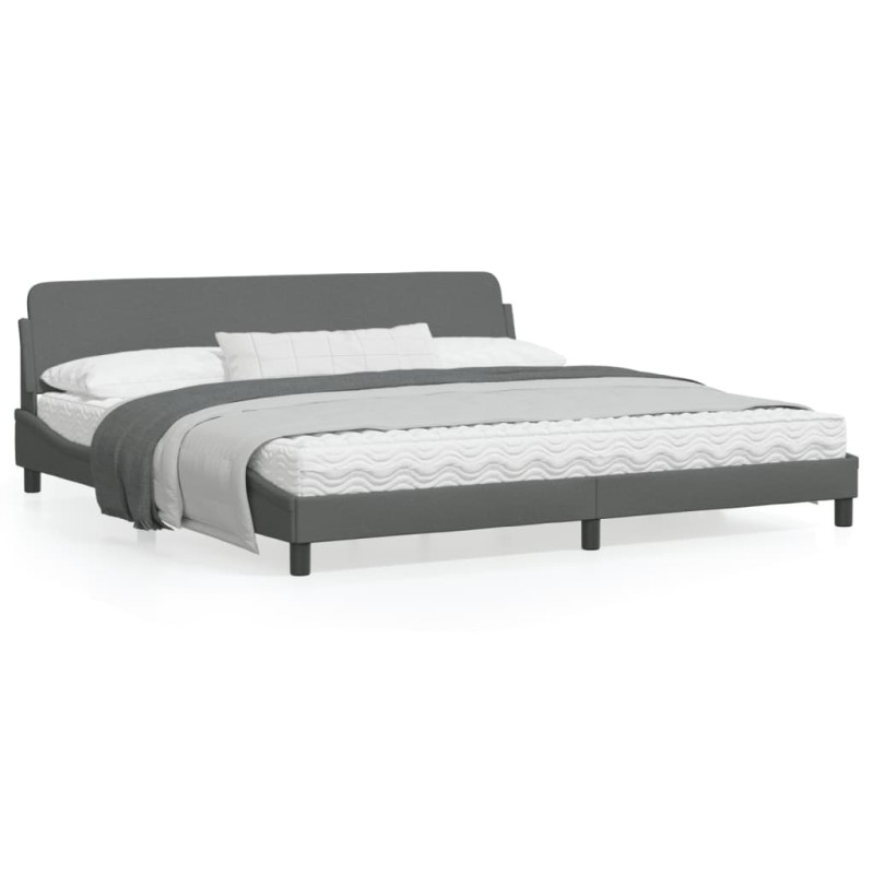 vidaXL Bettgestell mit Kopfteil Dunkelgrau 200x200 cm Stoff vidaXL Bettgestell mit Kopfteil Dunkelgrau 200x200 cm Stoff