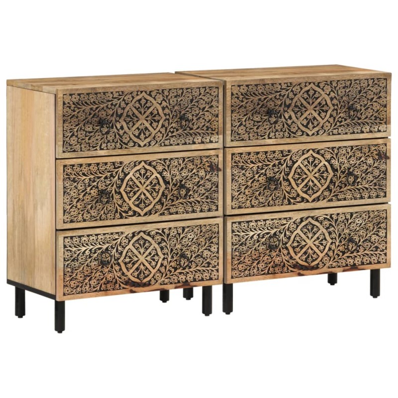 vidaXL Beistellschränke 2 Stk. 60x33x75 cm Massivholz Mango vidaXL Beistellschränke 2 Stk. 60x33x75 cm Massivholz Mango