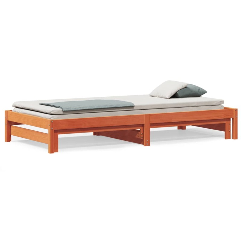 vidaXL Tagesbett Ausziehbar Wachsbraun 90x190 cm Massivholz Kiefer vidaXL Tagesbett Ausziehbar Wachsbraun 90x190 cm Massivholz Kiefer