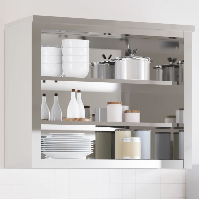 vidaXL Küchen-Wandschrank mit Ablagen Edelstahl vidaXL Küchen-Wandschrank mit Ablagen Edelstahl