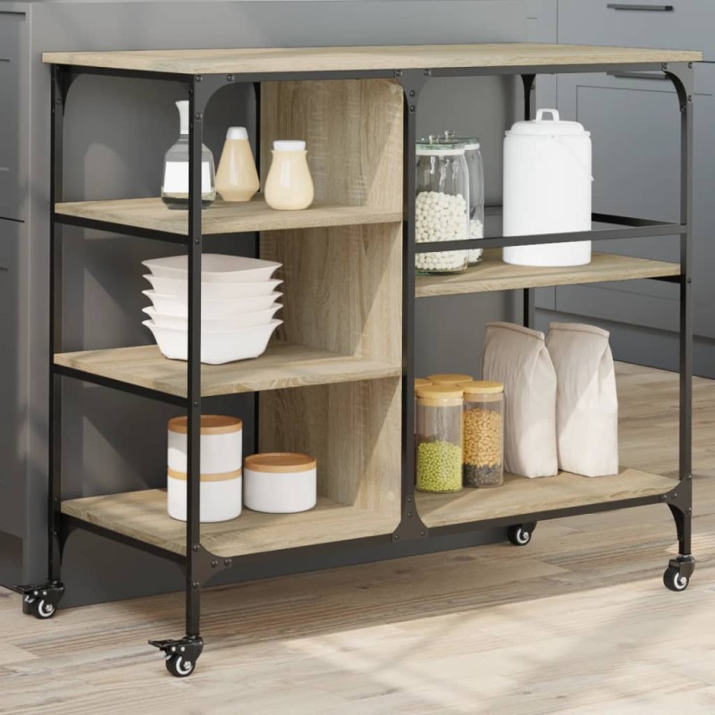 vidaXL Küchenwagen Sonoma-Eiche 100x45x89,5 cm Holzwerkstoff vidaXL Küchenwagen Sonoma-Eiche 100x45x89,5 cm Holzwerkstoff