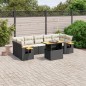 vidaXL 8-tlg. Garten-Sofagarnitur mit Kissen Schwarz Poly Rattan