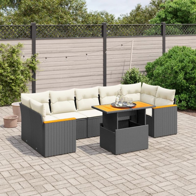 vidaXL 8-tlg. Garten-Sofagarnitur mit Kissen Schwarz Poly Rattan vidaXL 8-tlg. Garten-Sofagarnitur mit Kissen Schwarz Poly Rattan