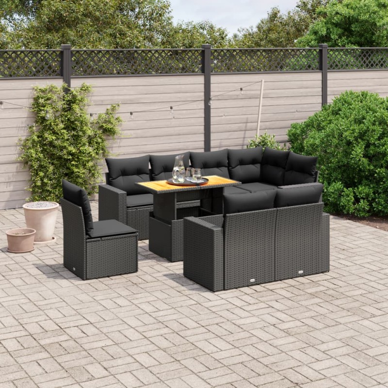 vidaXL 9-tlg. Garten-Sofagarnitur mit Kissen Schwarz Poly Rattan vidaXL 9-tlg. Garten-Sofagarnitur mit Kissen Schwarz Poly Rattan