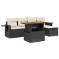 vidaXL 6-tlg. Garten-Sofagarnitur mit Kissen Schwarz Poly Rattan vidaXL 6-tlg. Garten-Sofagarnitur mit Kissen Schwarz Poly Rattan