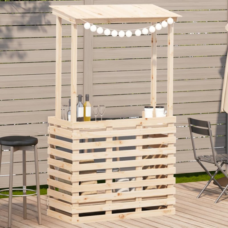 vidaXL Gartenbar mit Dach 112,5x57x195,5 cm Massivholz Kiefer vidaXL Gartenbar mit Dach 112,5x57x195,5 cm Massivholz Kiefer