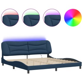 vidaXL Bettgestell mit LED Blau 200x200 cm Stoff