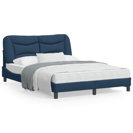 vidaXL Bettgestell mit LED Blau 140x200 cm Stoff