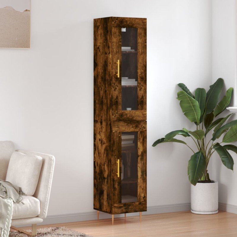 Highboard Räuchereiche 34,5x34x180 cm Holzwerkstoff Highboard Räuchereiche 34,5x34x180 cm Holzwerkstoff
