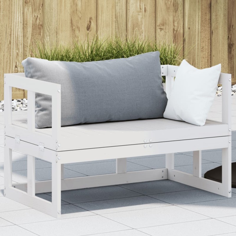 vidaXL 2-in-1 Gartensofa Verlängerbar Weiß Massivholz Kiefer vidaXL 2-in-1 Gartensofa Verlängerbar Weiß Massivholz Kiefer