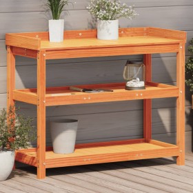 vidaXL Pflanztisch mit Ablagen Braun 108x45x86,5 cm Massivholz Kiefer