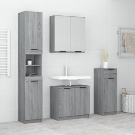 vidaXL 4-tlg. Badmöbel-Set Grau Sonoma Holzwerkstoff