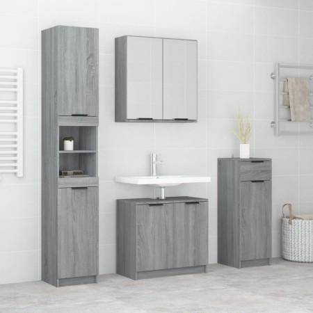 vidaXL 4-tlg. Badmöbel-Set Grau Sonoma Holzwerkstoff