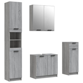 vidaXL 4-tlg. Badmöbel-Set Grau Sonoma Holzwerkstoff
